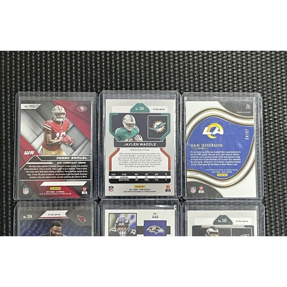 NFL Football Card Lot 8pc, 2 AUTOS, Numbered /10 /67 /75 Waddle DeVonta Smith RC